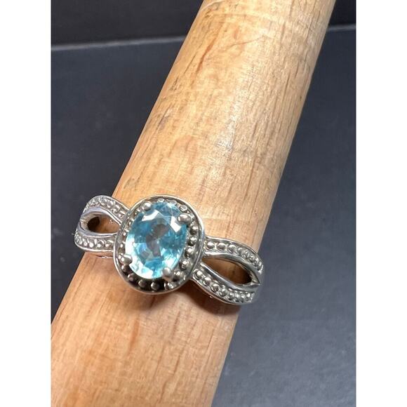 Blue topaz sterling silver ring size 9 - Picture 13 of 16